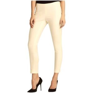 Vince Camuto Cream Khaki Straight Leg Pants Side Zip Stretch Cotton Ankle Length